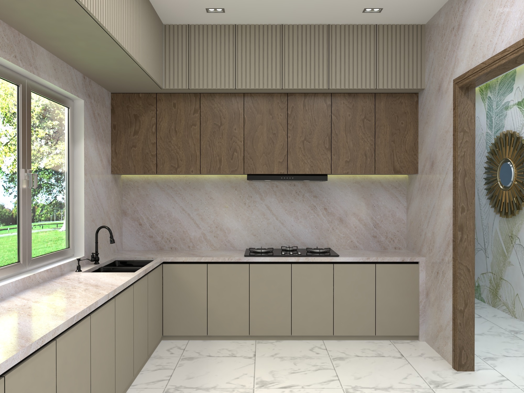 Bhatiari apartment — Kitchen — full L-shaped cabinetry layout