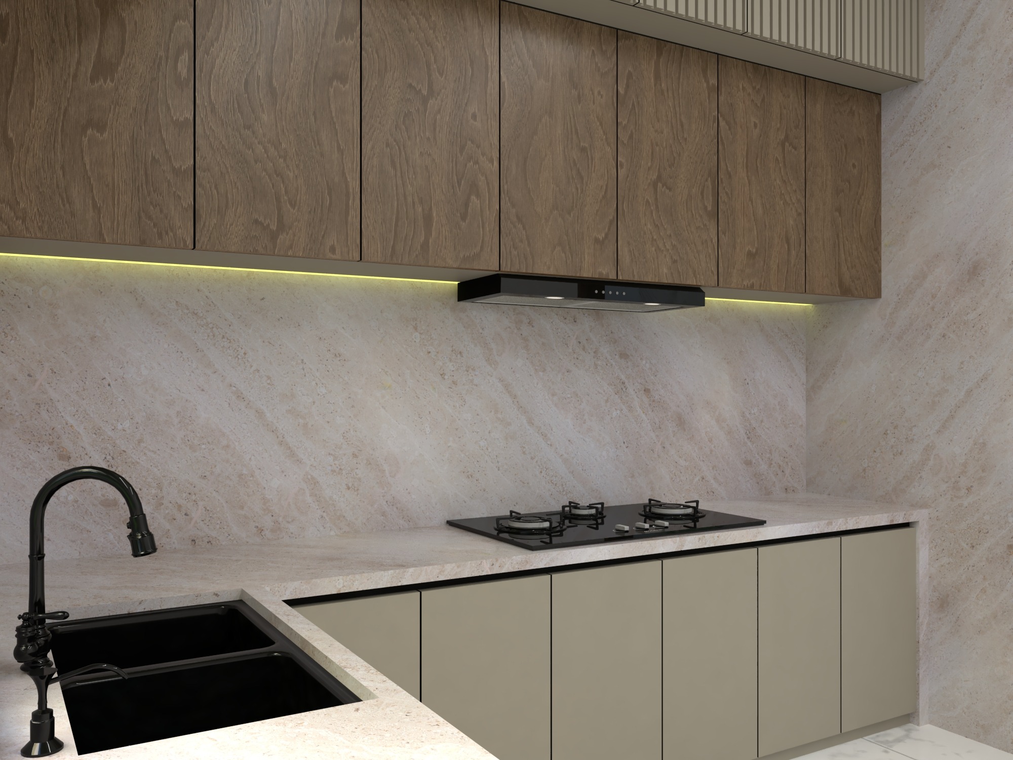 Bhatiari apartment — Kitchen — worktop and cabinet detail