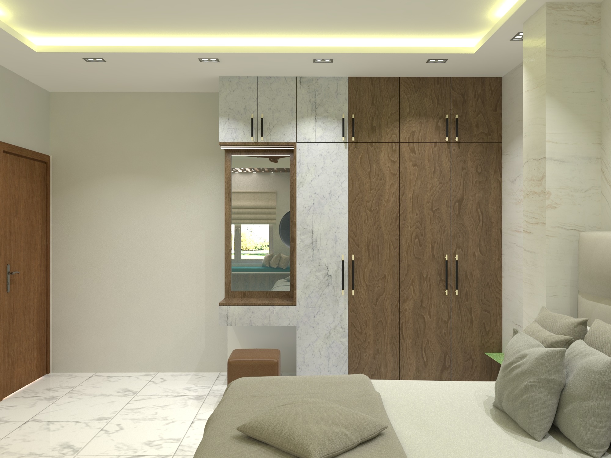 Bhatiari apartment — Bedroom two — wardrobe and dressing mirror