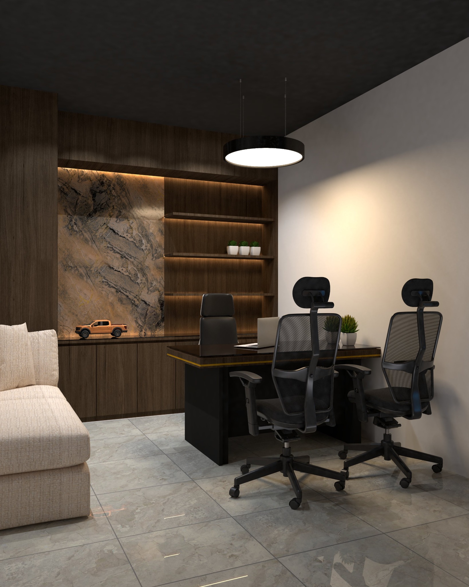 Car showroom office — Executive office — visitor seating