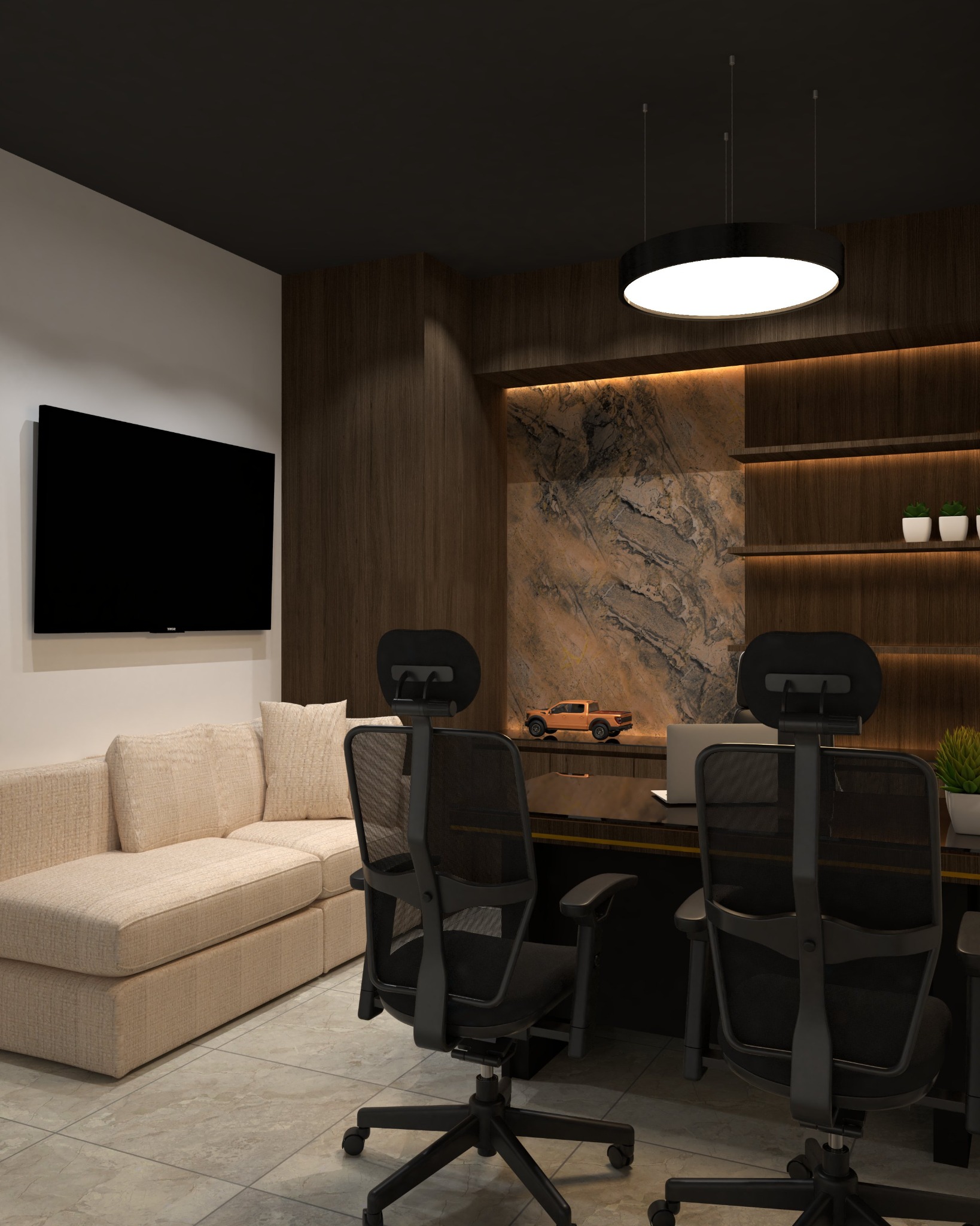 Car showroom office — Executive office — sofa and meeting chairs