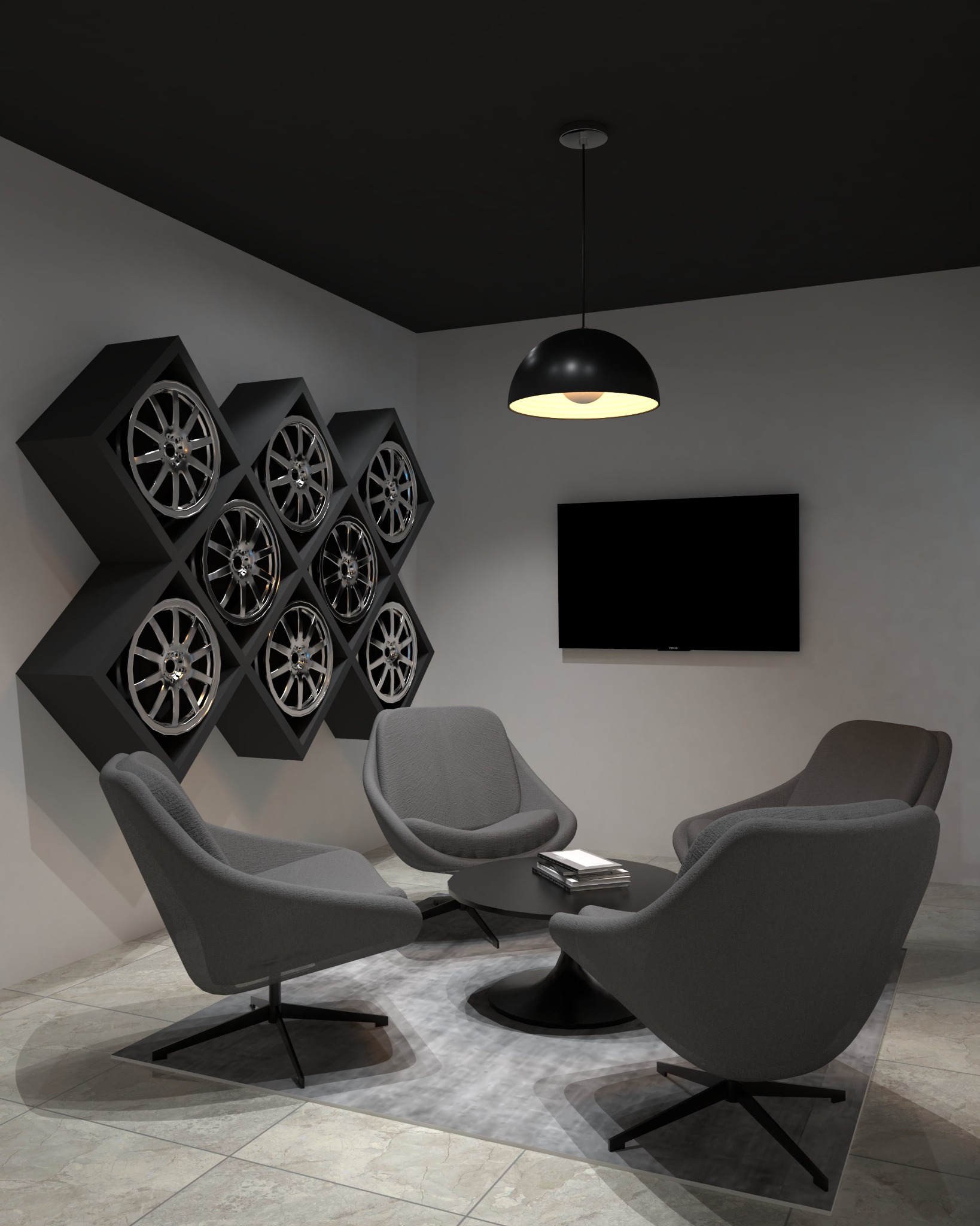 Car showroom office — Customer lounge — seating arrangement