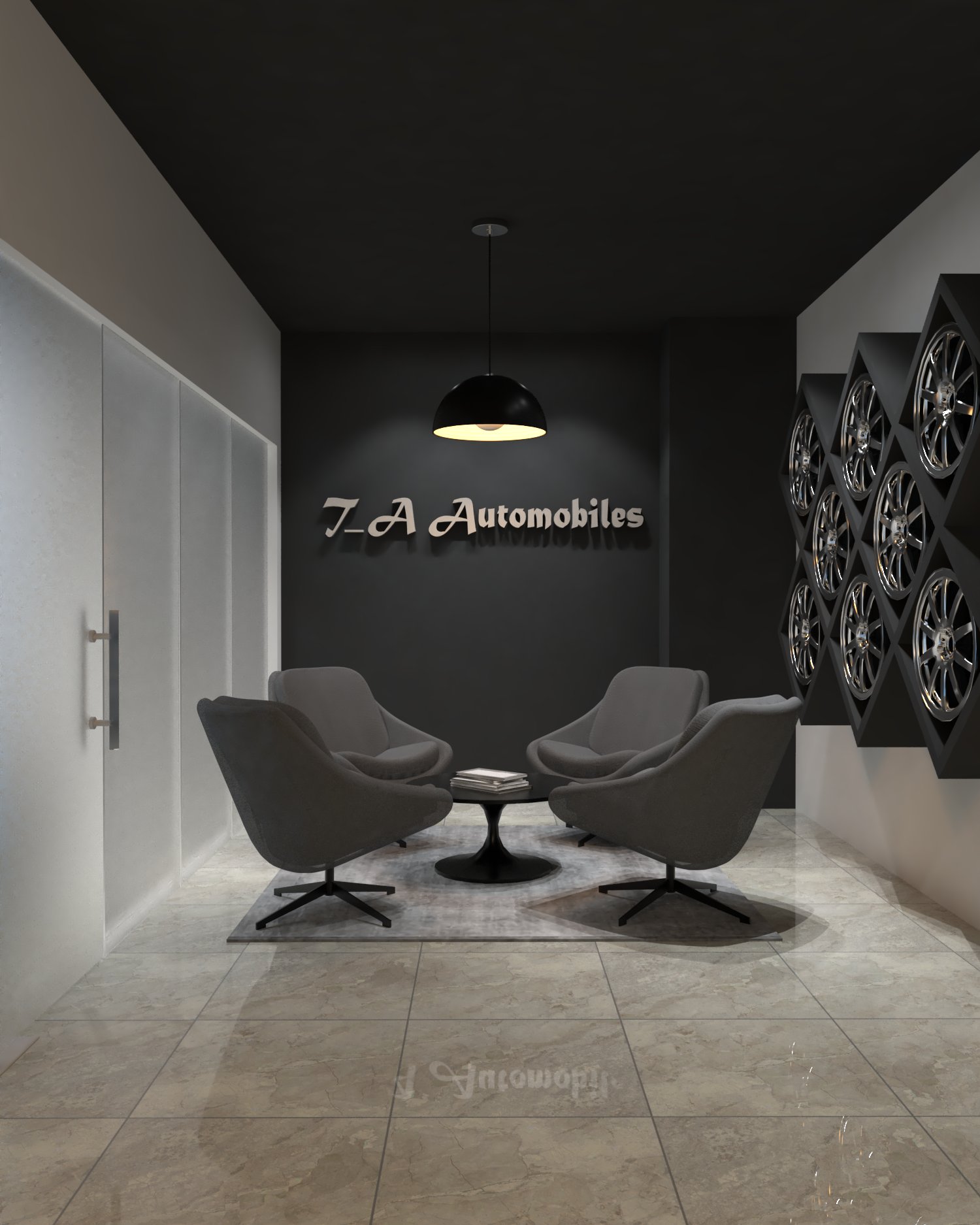 Car showroom office — Customer lounge — alternate view
