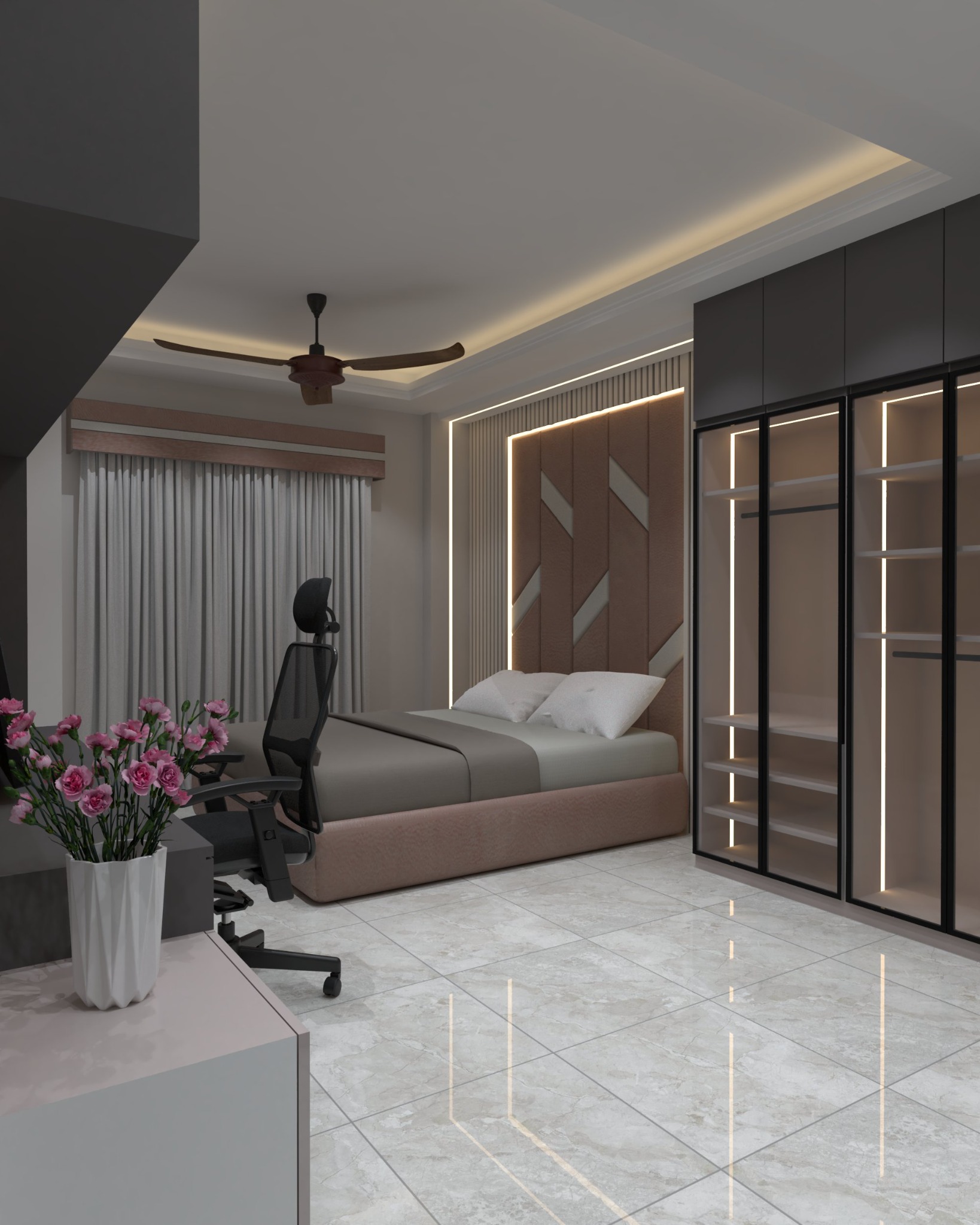 Cement Crossing apartment — Bedroom — full room layout