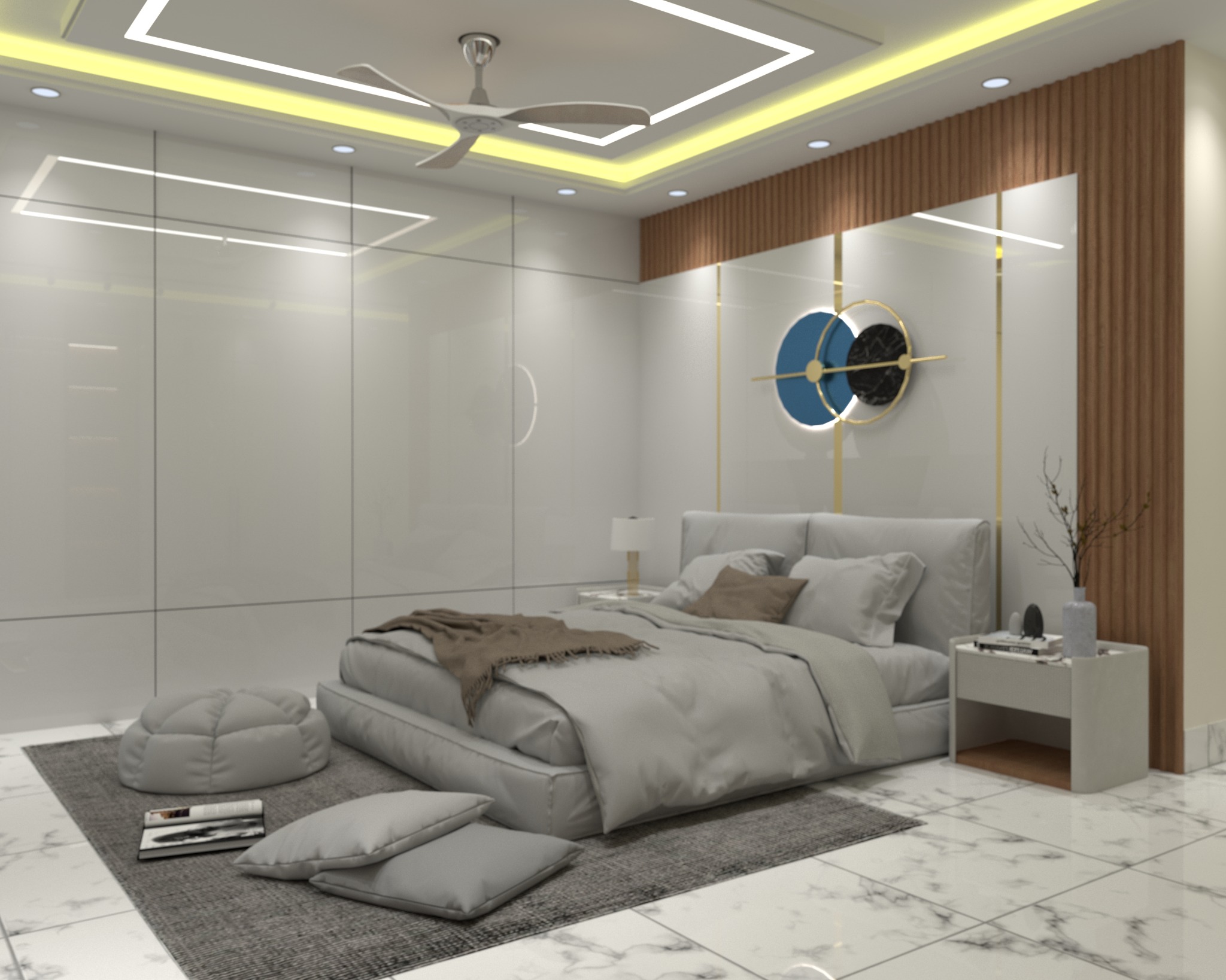 Chandgao apartment — Bedroom two — bed and ceiling design