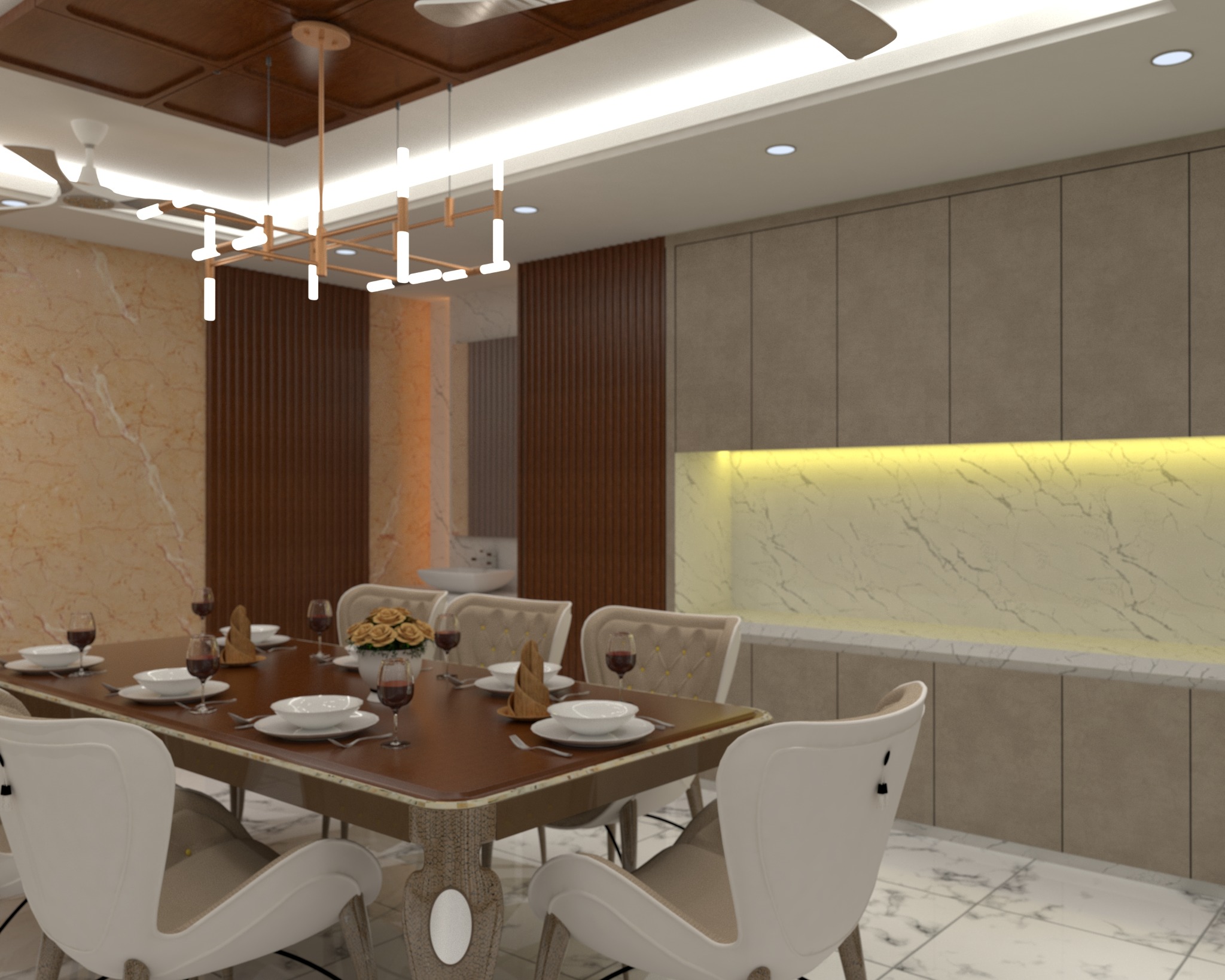 Chandgao apartment — Dining room — table and built-in storage