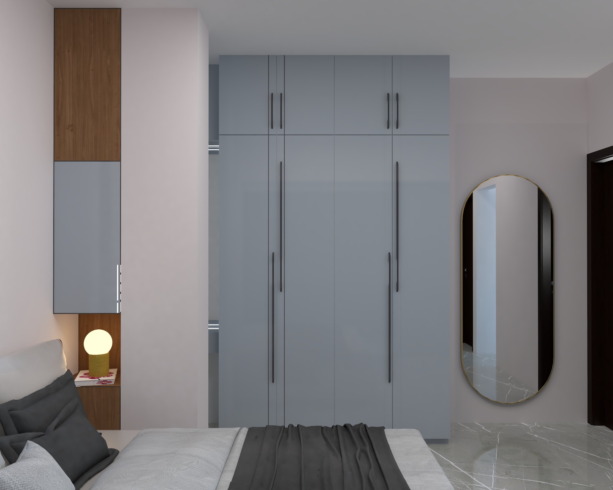 Faridapara apartment — Bedroom two — wardrobe and mirror