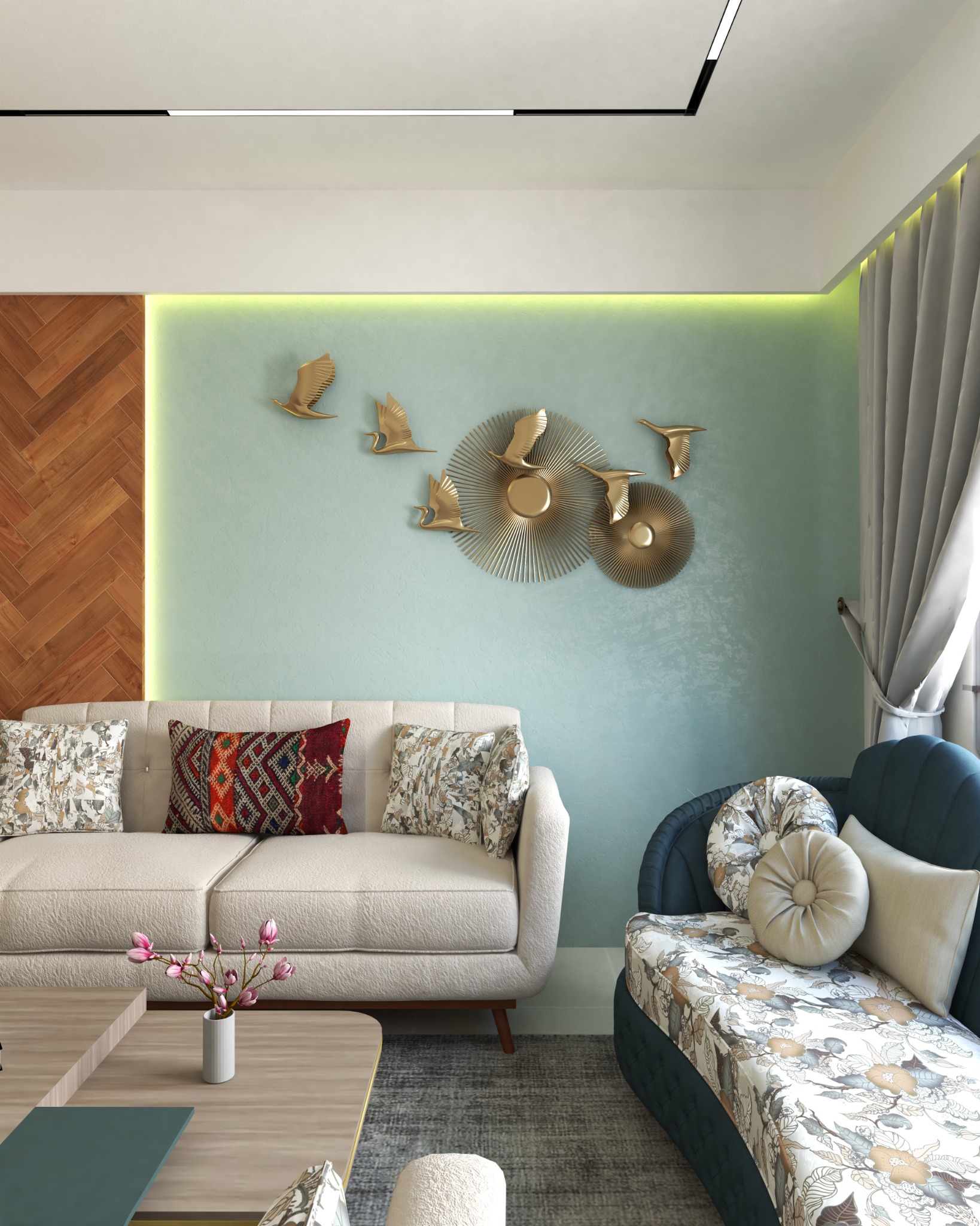 Hakkani residential project — Living room — decorative wall and accent lighting