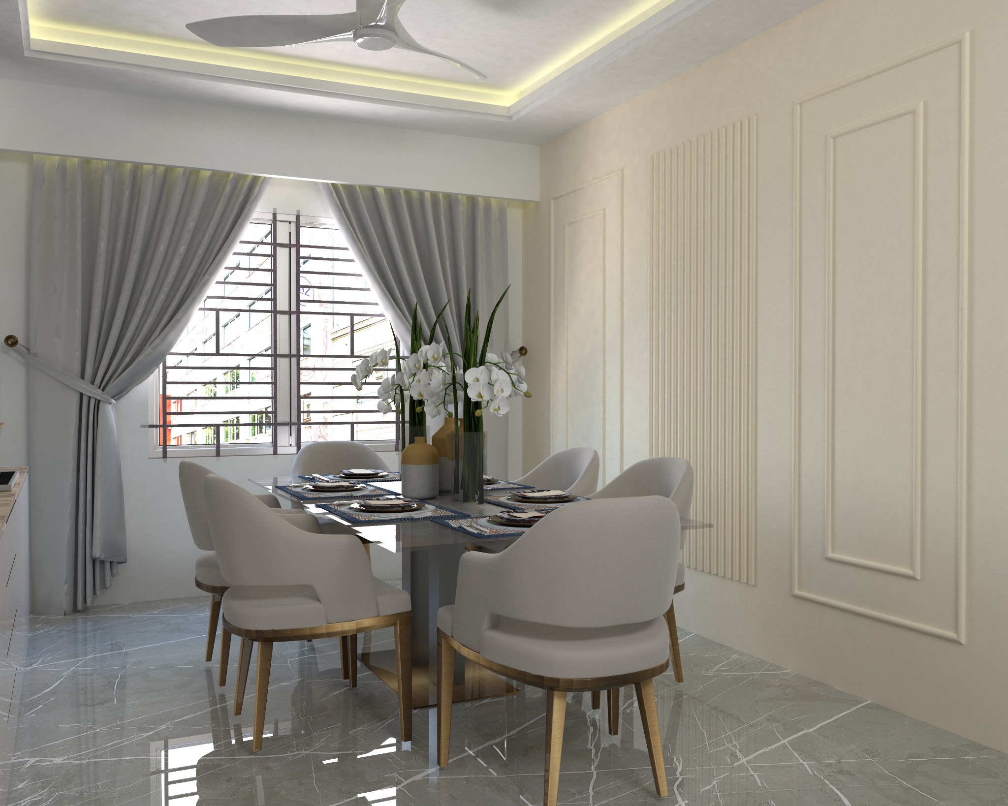 Hakkani residential project — Dining area — complete room view