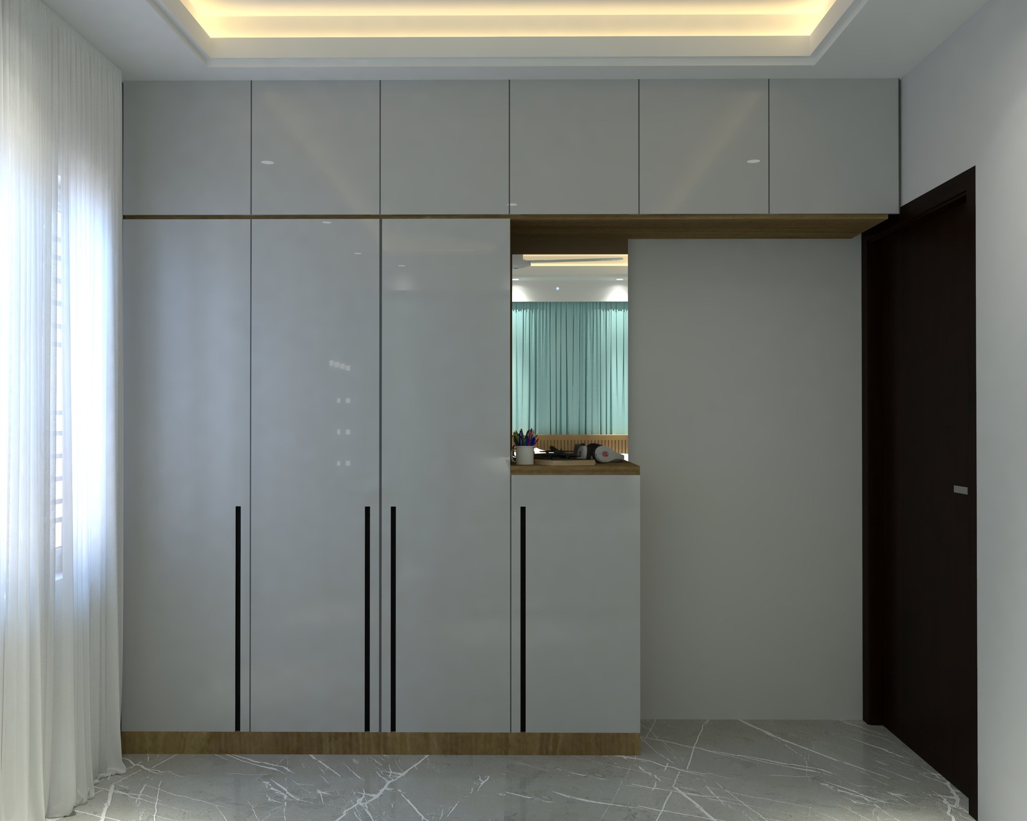 Hakkani residential project — Bedroom storage — full-height wardrobe