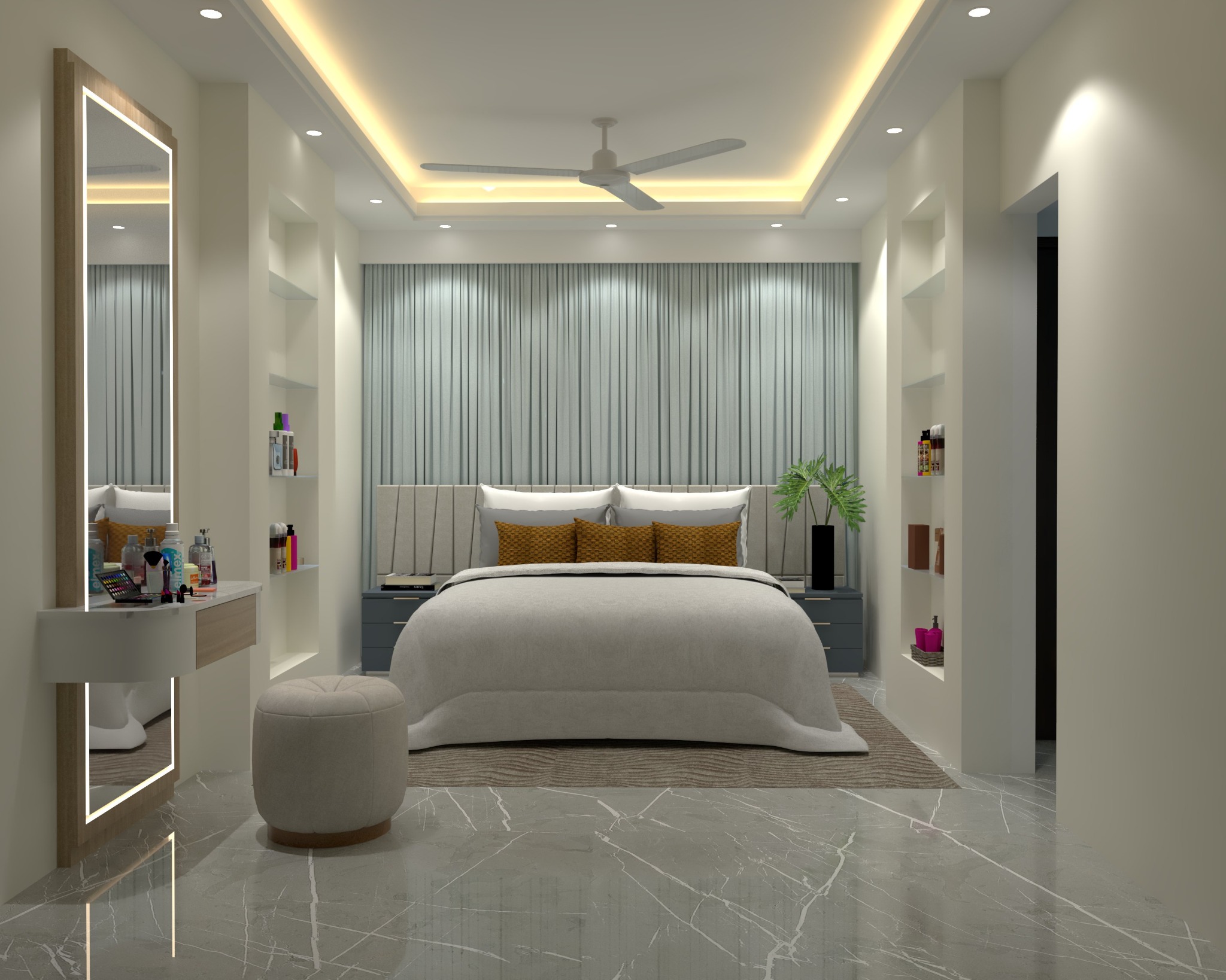 Hakkani residential project — Bedroom three — dressing zone and illuminated mirror