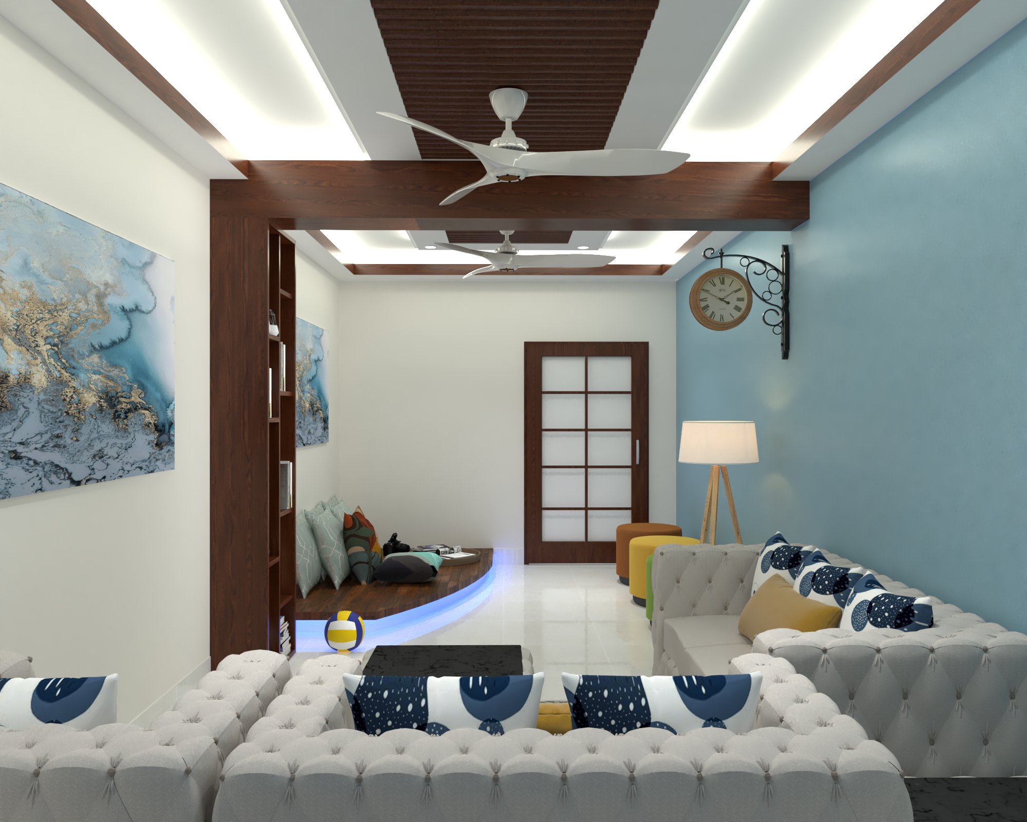 Halishahar apartment — Living room — reverse view across the seating