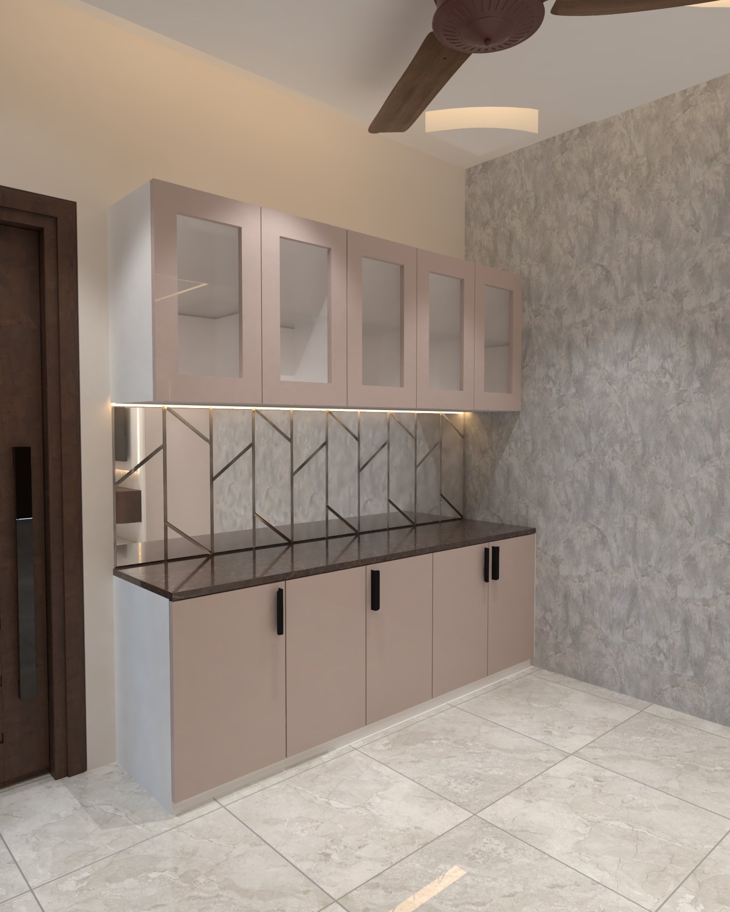 Lalkhan Bazar apartment — Dining storage and display cabinet