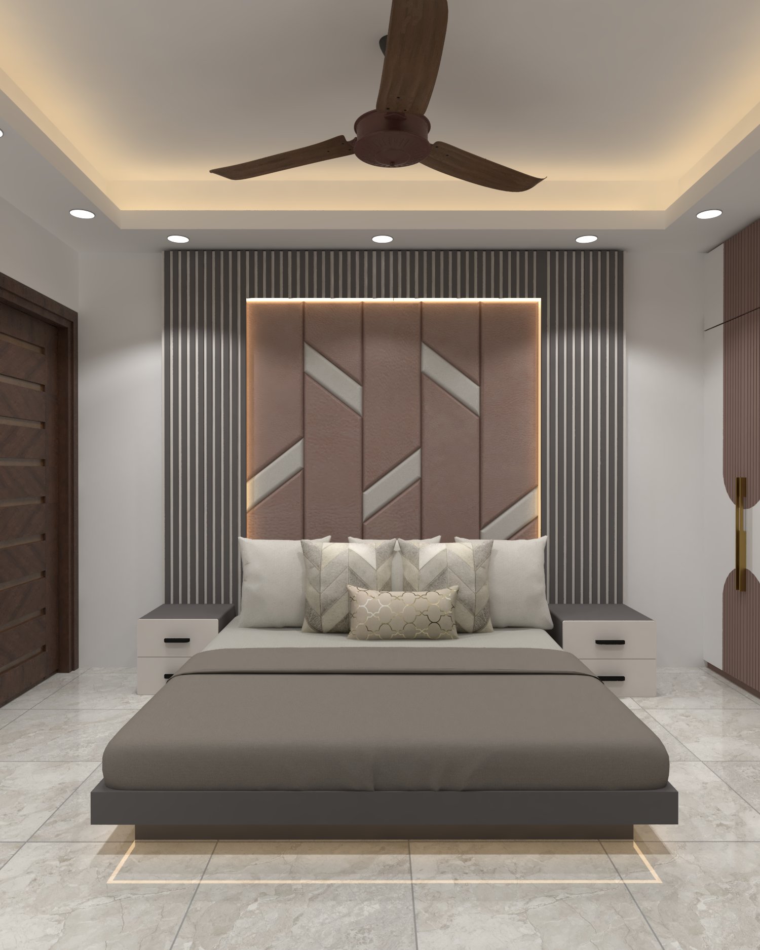 Lalkhan Bazar apartment — Bedroom one — feature wall
