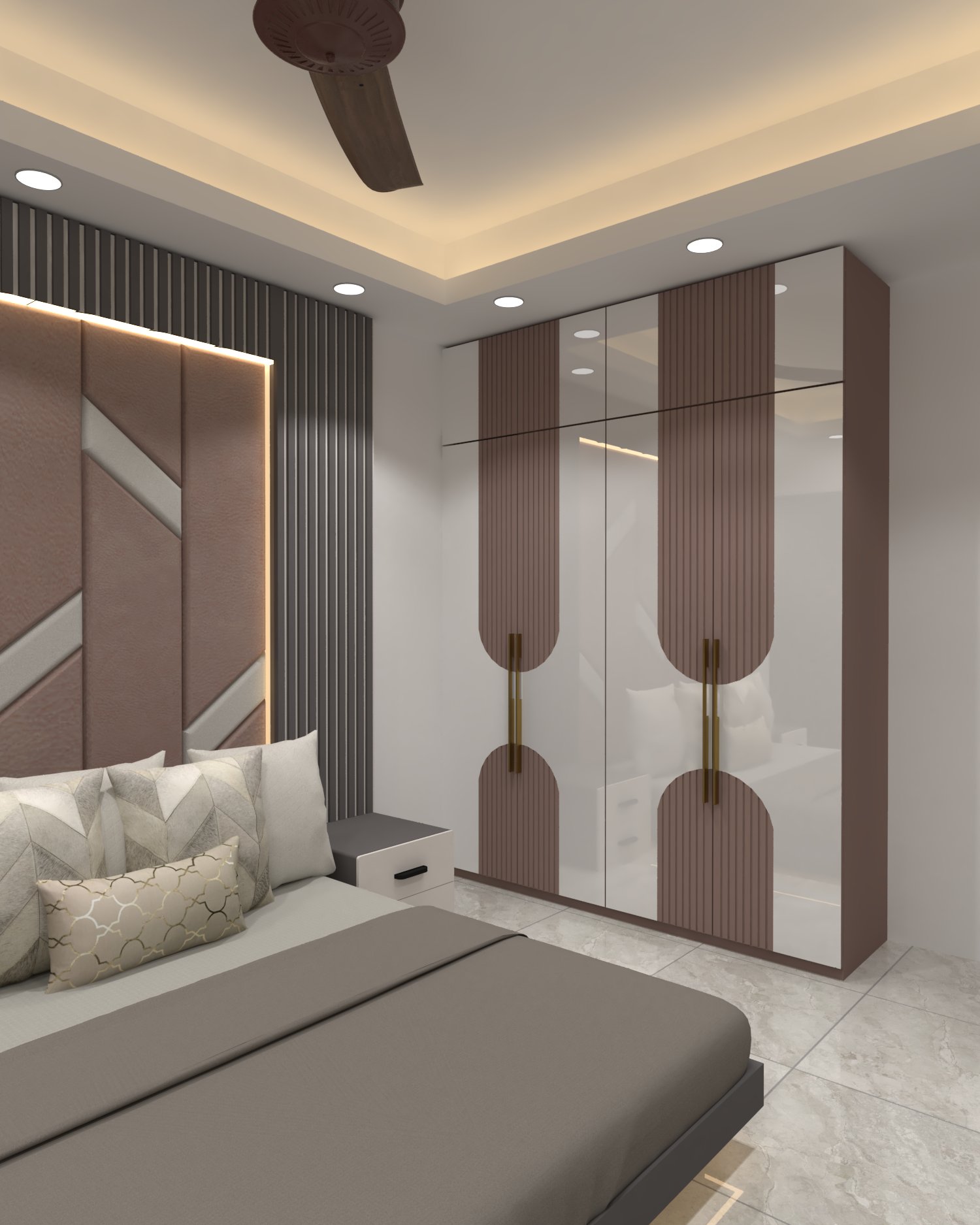 Lalkhan Bazar apartment — Bedroom one — bed and wardrobe