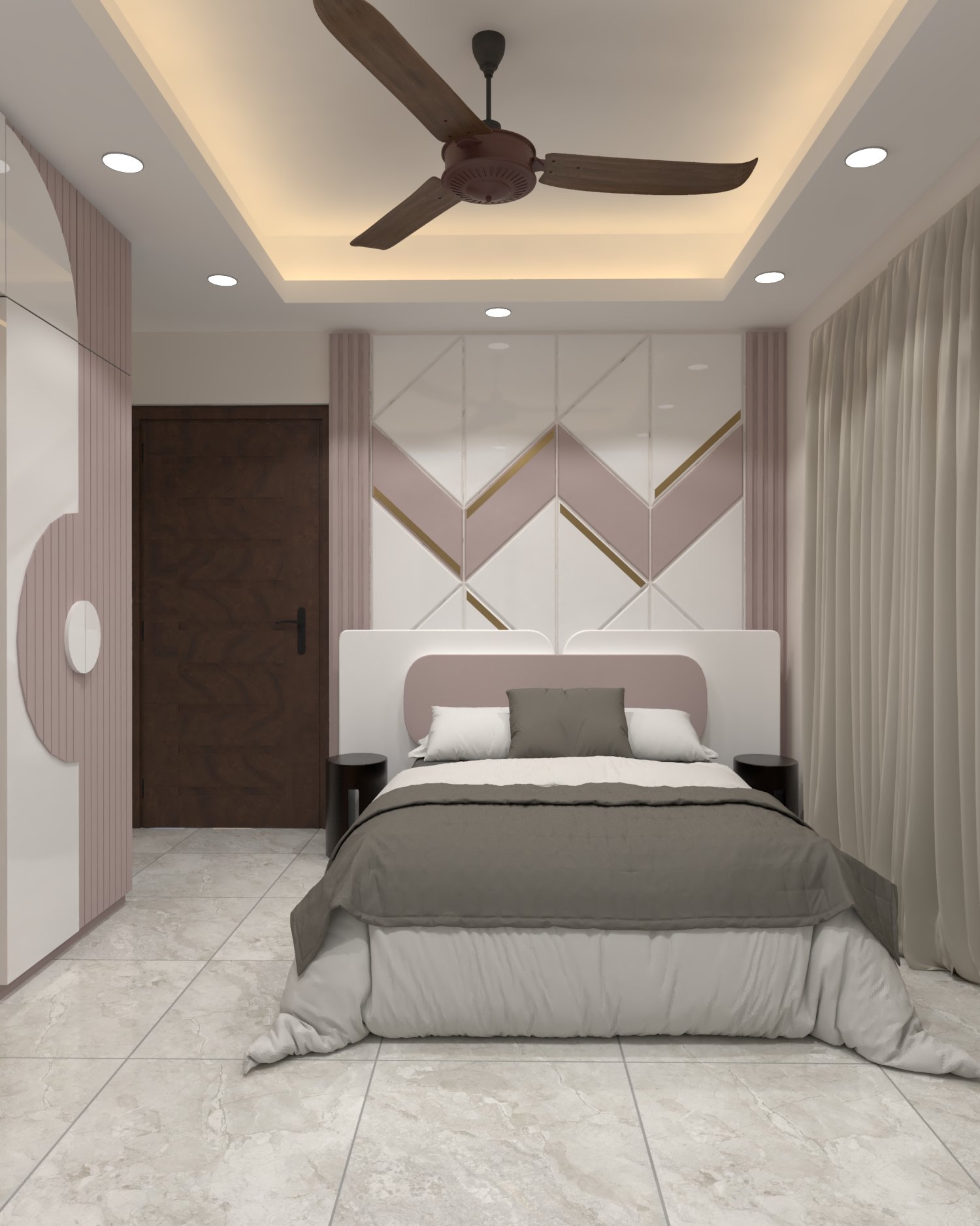 Lalkhan Bazar apartment — Bedroom two — feature wall