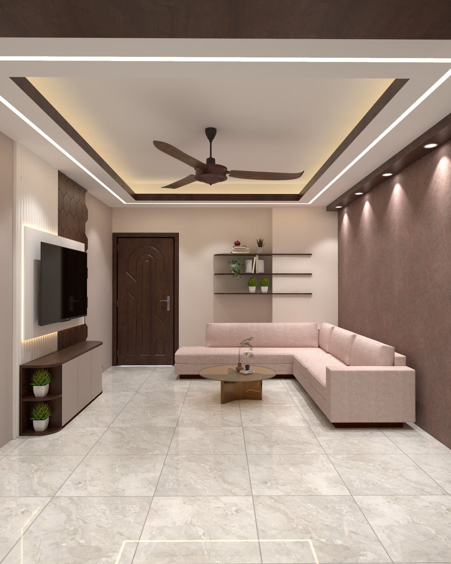 Lalkhan Bazar apartment — Living room — alternate design overview