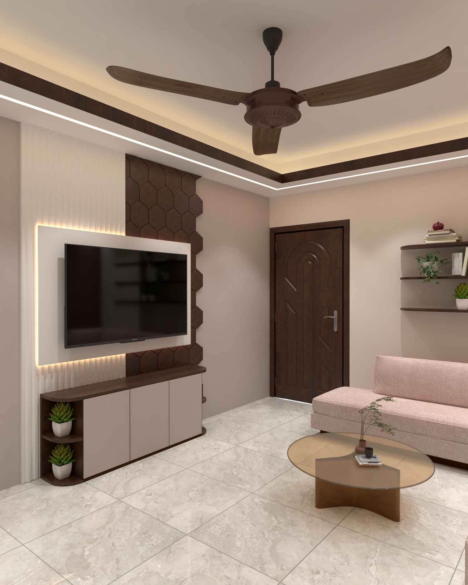 Lalkhan Bazar apartment — Living room — alternate TV wall